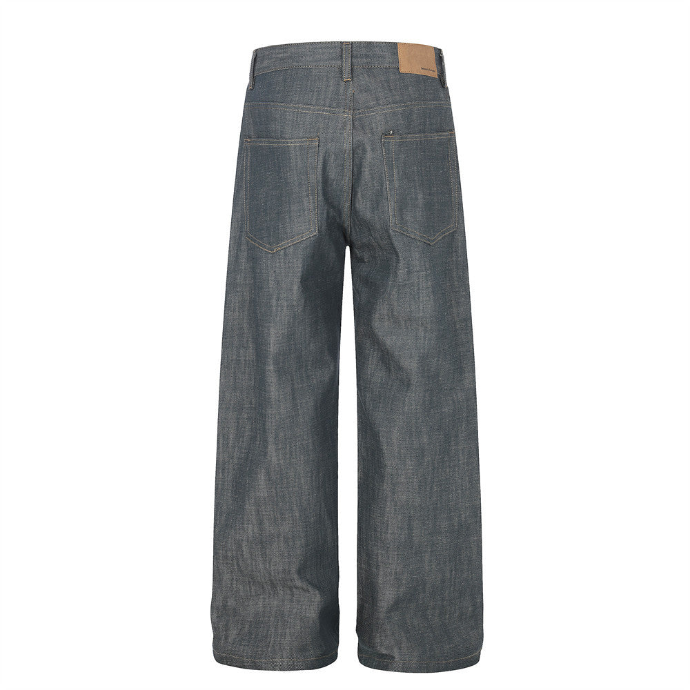 Plush Fashion Hub Western Edge straight-leg pants in dark denim, featuring a classic fit and minimal detailing.