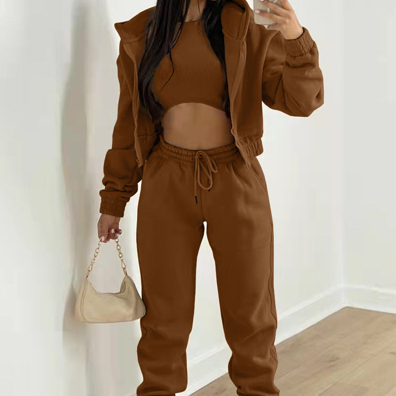 Cozy fleece-lined hoodie and lounge pants set from Plush Fashion Hub, perfect for comfortable home wear.