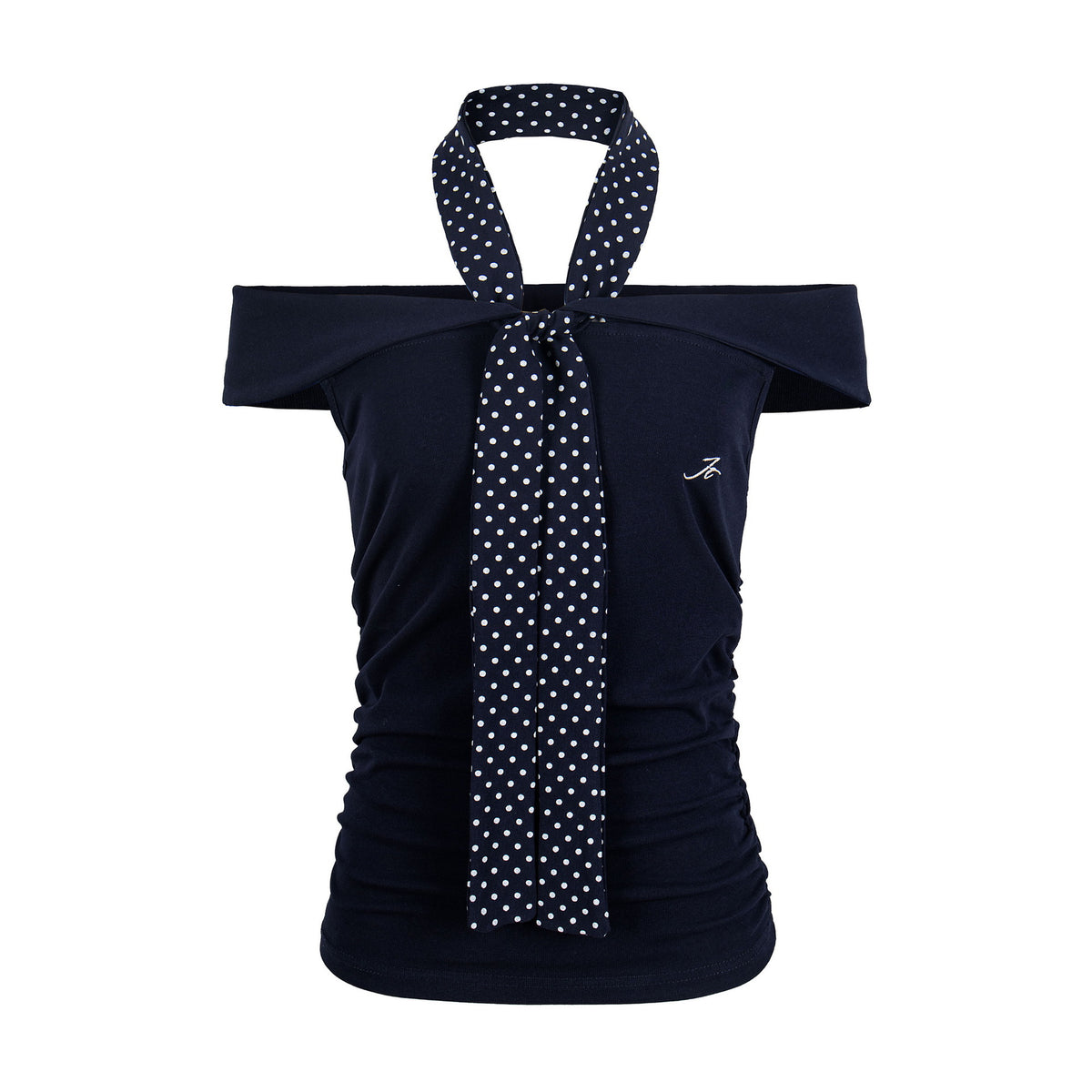 Off-shoulder women’s fitted slim T-shirt with pleated embroidery and short sleeves, stylish eprolo casual top.