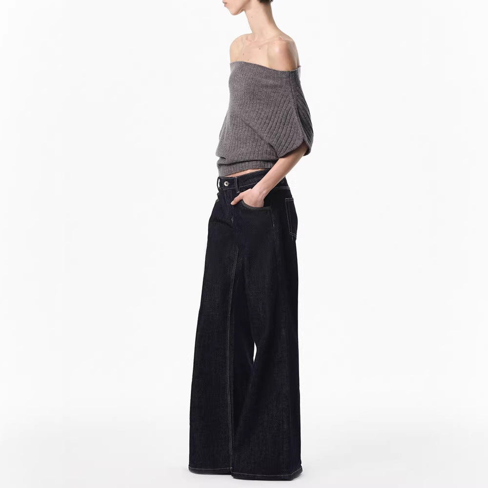 Eprolo Smart Feel Pure Desire ribbed knit short sleeve casual top for women, featuring a loose fit and minimalist design.