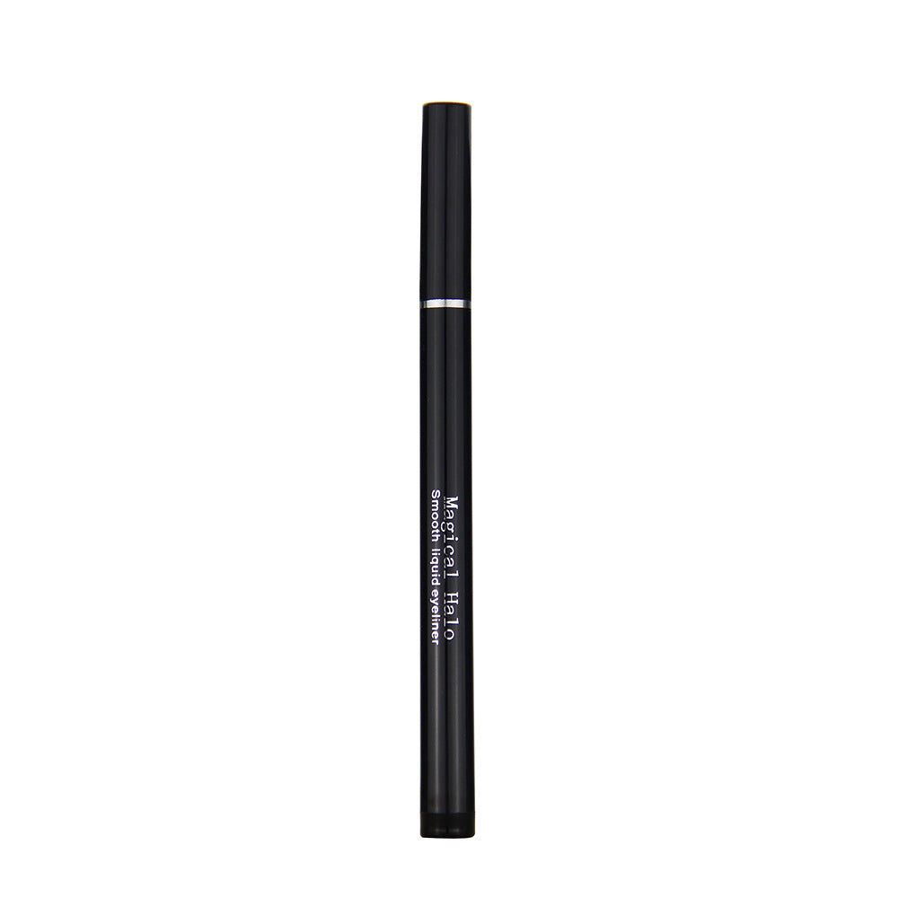 Sleek black plastic liquid eyeliner pen with white text that reads "Magical Halo Smooth liquid eyeliner".
