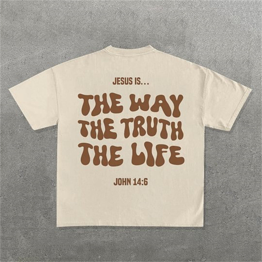 Oversized eprolo fashion T-shirt with letter pattern design, casual fit, featuring bold letter graphics on soft fabric.