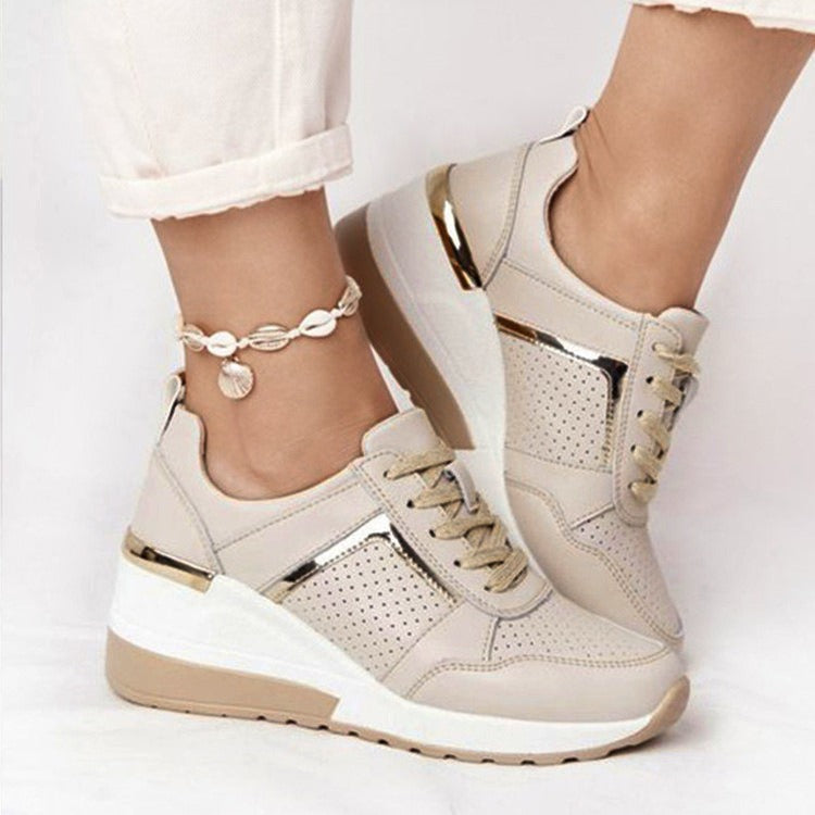 Plush Fashion Hub City Chic mesh platform sneakers with lace-up design and stylish silhouette.