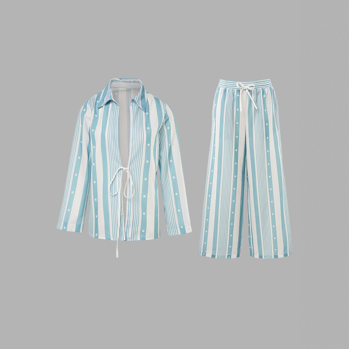 Blue and white striped wide leg lounge bottoms from Plush Fashion Hub, comfortable casual sleepwear or loungewear bottoms.