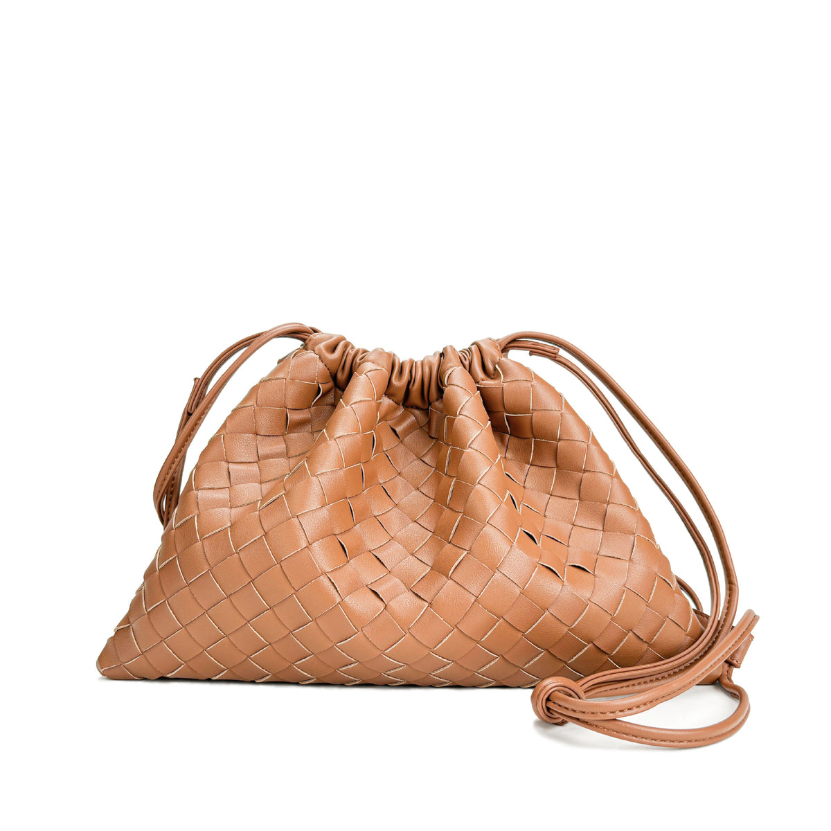 Quilted genuine leather woven shoulder crossbody clutch bag by Plush Fashion Hub, featuring a stylish design and compact size.