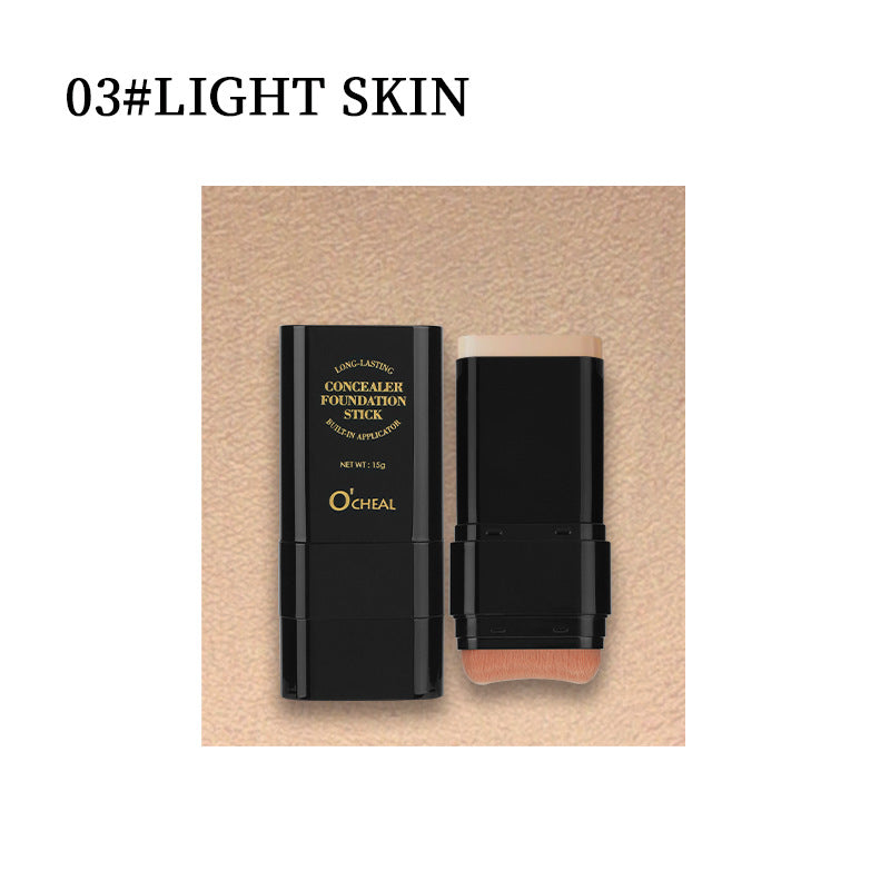 Light skin concealer and foundation stick in black plastic container with gold text.