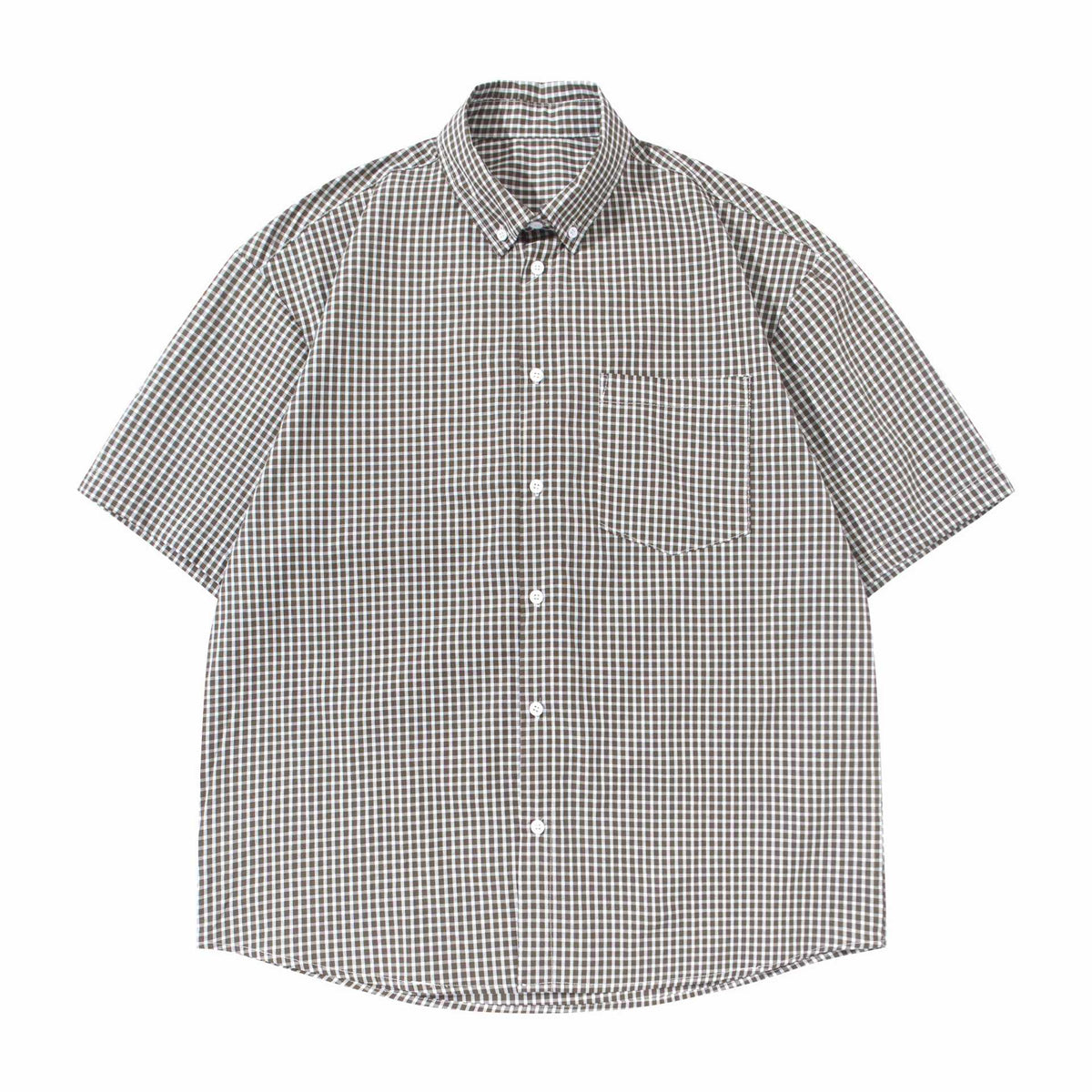 Eprolo fine plaid shirt T-shirt with a classic checkered pattern, short sleeves, and button front design.