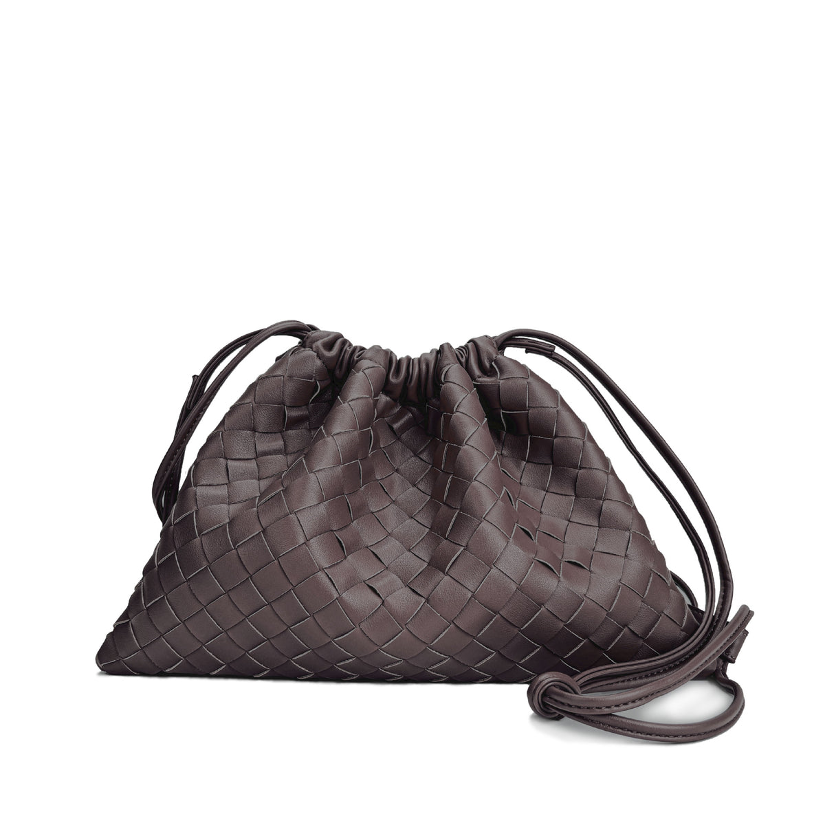 Quilted genuine leather woven shoulder crossbody clutch bag by Plush Fashion Hub with a sleek design and gold-tone hardware.