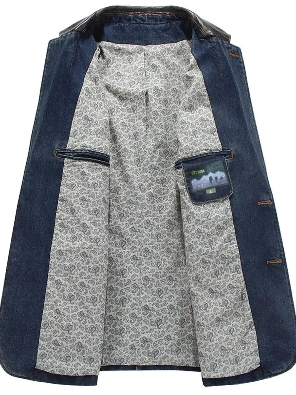 Men's plus size structured denim blazer by Plush Fashion Hub, classic button-up cotton jacket with a tailored fit.