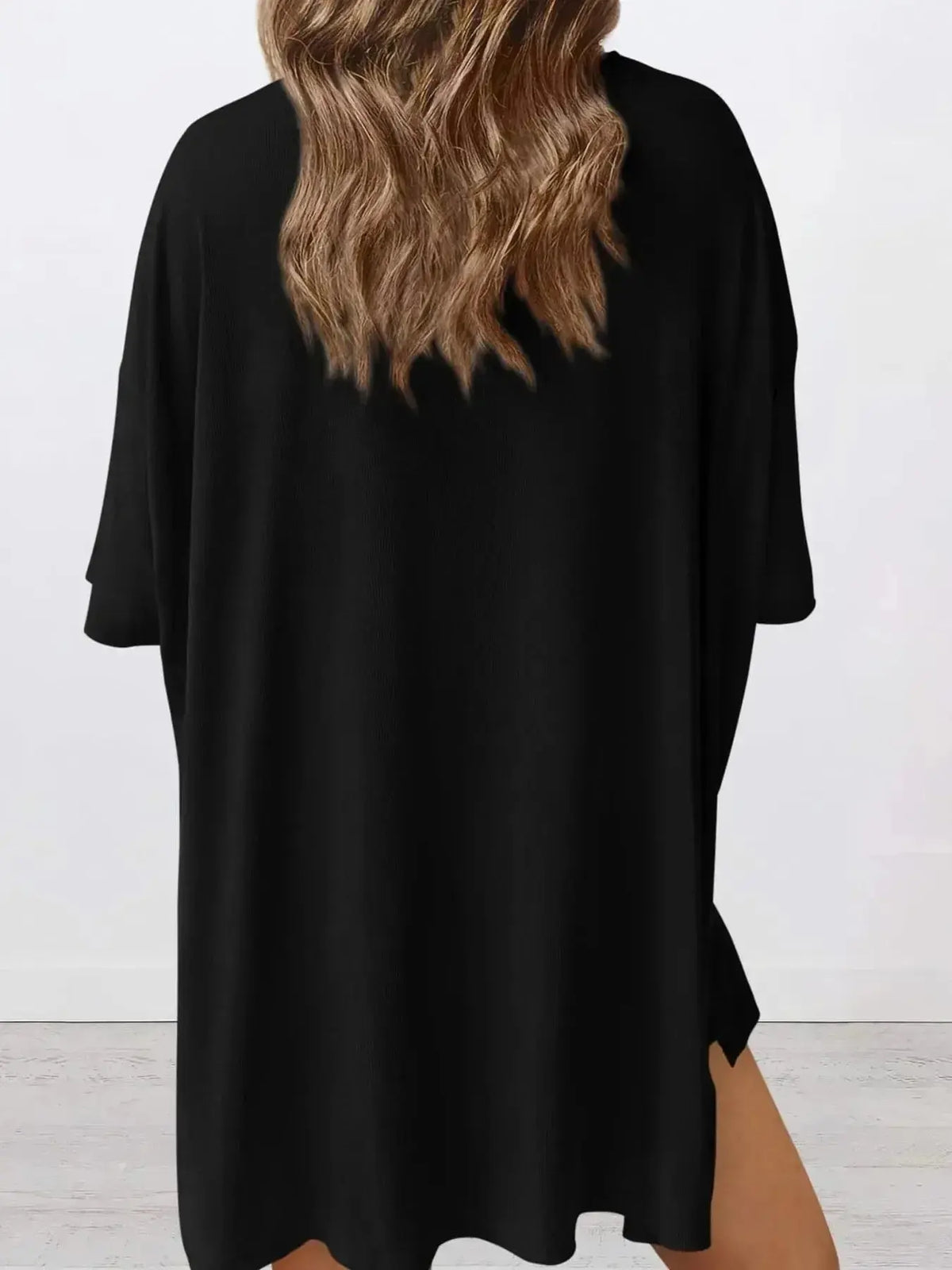 Plus size oversized slit neck lounge set for women, soft rayon pajamas with relaxed fit and stylish design.