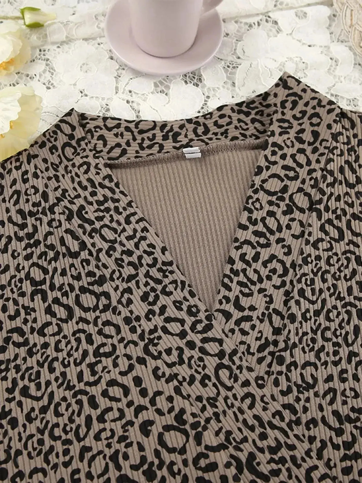 Women's leopard print 3-piece pajama lounge set with cami, shorts, and cardigan from Plush Fashion Hub, perfect for cozy nights.