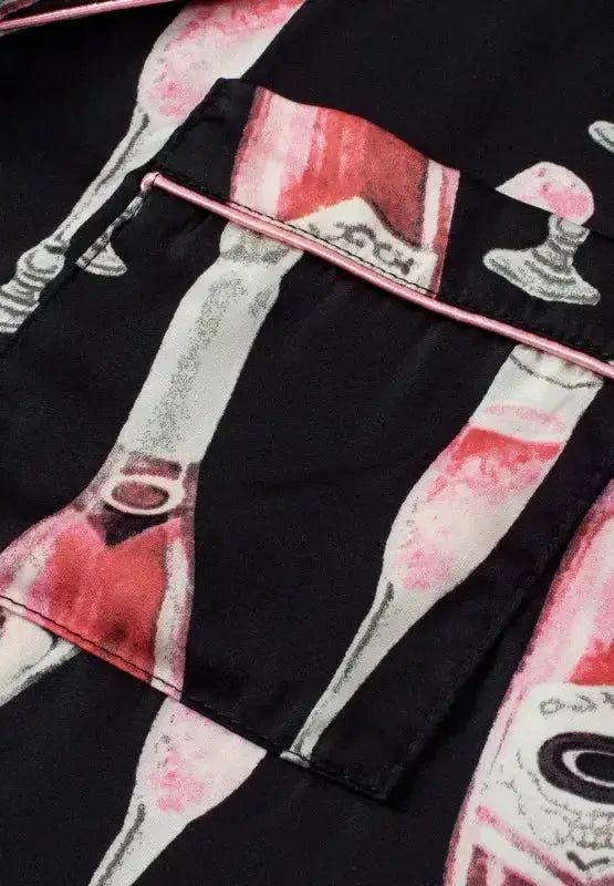 Women’s champagne print short sleeve pajama top and shorts lounge set by Plush Fashion Hub, featuring a stylish and comfortable sleepwear ensemble.