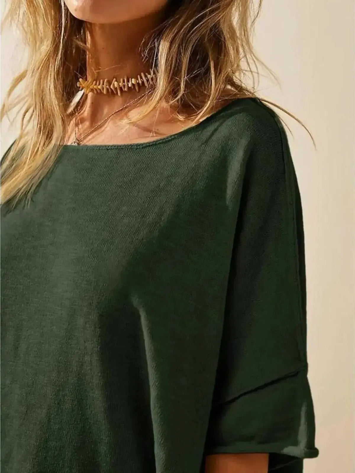 Women’s oversized drop-shoulder round neck casual T-shirt by Plush Fashion Hub, relaxed fit with a comfortable, trendy design.