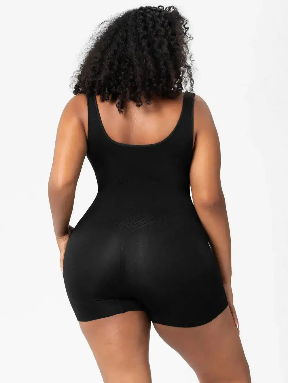 Women wearing Plush Fashion Hub scoop neck wide strap shaping romper, comfortable bodycon pajama bodysuit, stylish and fitted.