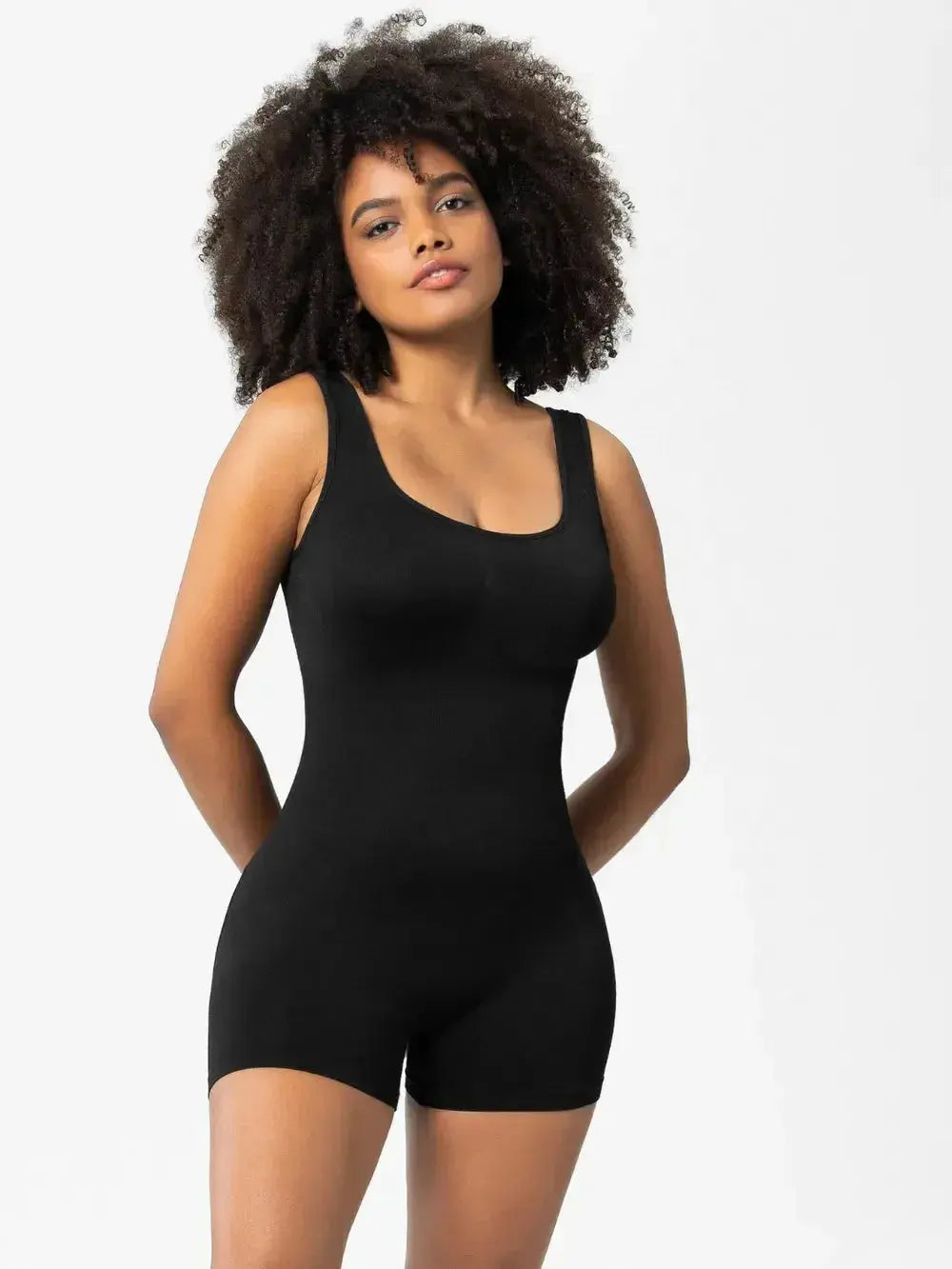 Women’s scoop neck wide strap shaping romper pajama by Plush Fashion Hub, featuring a comfortable, bodycon fit and stylish design.