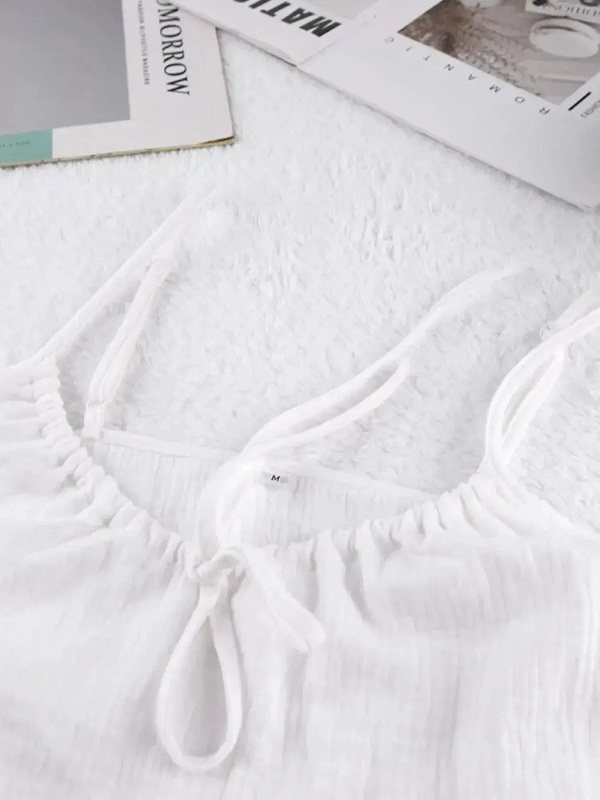 Women’s soft stretch tie-front cami and shorts loungewear pajama set by Plush Fashion Hub, featuring comfortable relaxed fit.