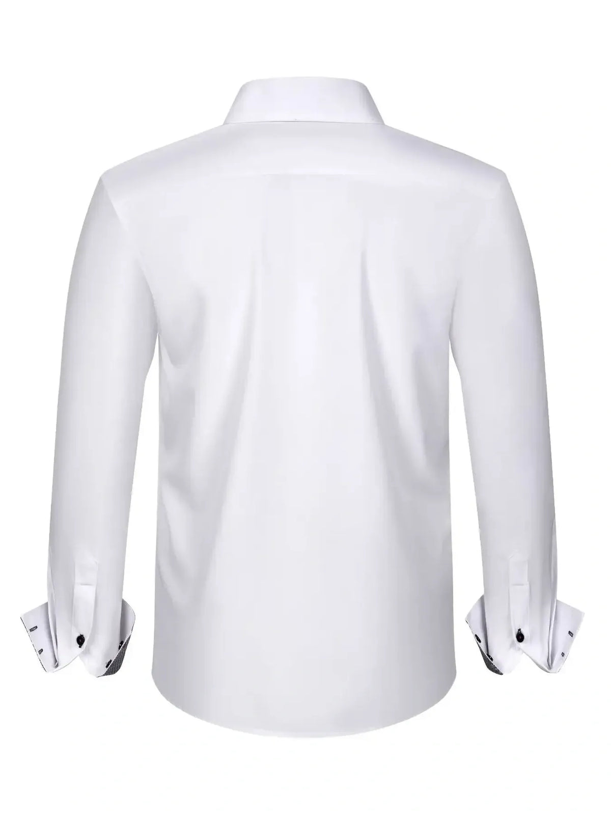 Men's plus size casual button-down shirt with contrast cuffs, stylish and comfortable, featuring a classic collar and long sleeves.