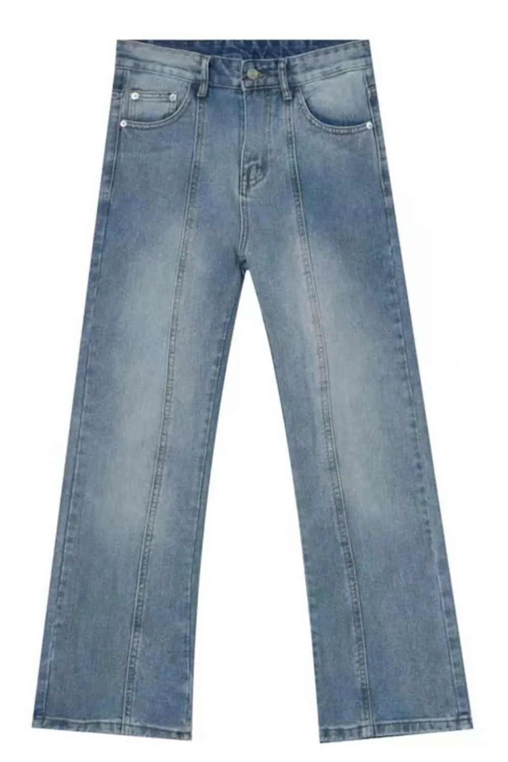 Raw hem denim jeans with pockets by Plush Fashion Hub, showing the distressed raw hem detail and classic five-pocket design.