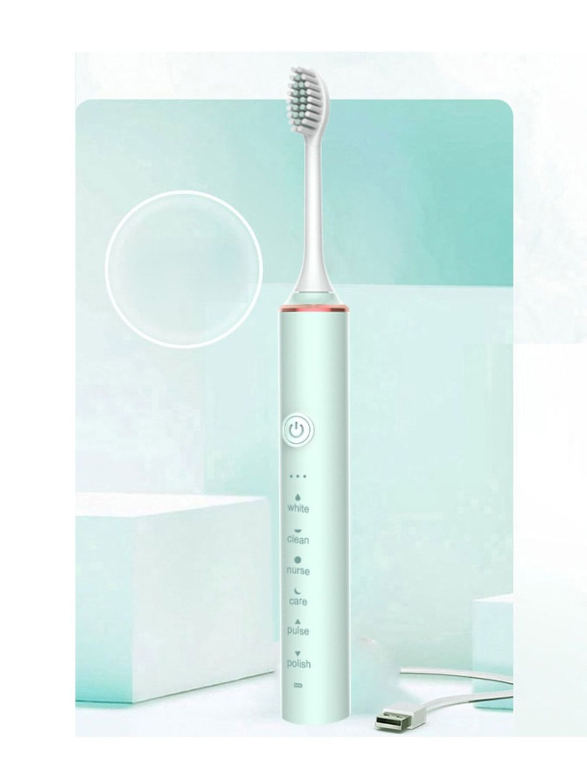 Set of 8 professional electric toothbrushes from Plush Fashion Hub, with sleek ergonomic handles and replacement brush heads.