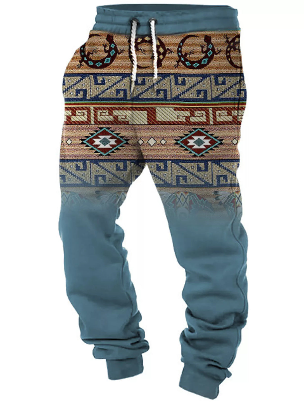 Men's full size geometric drawstring joggers, plus size men's sweat pants from Plush Fashion Hub, featuring a modern geometric pattern.