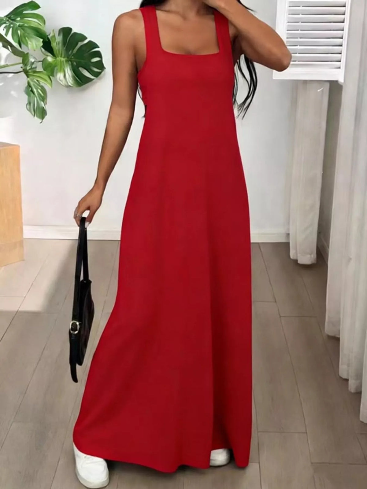 Plush Fashion Hub scoop neck cami and maxi dress set in soft fabric, featuring a two-piece design with a stylish, comfortable fit.