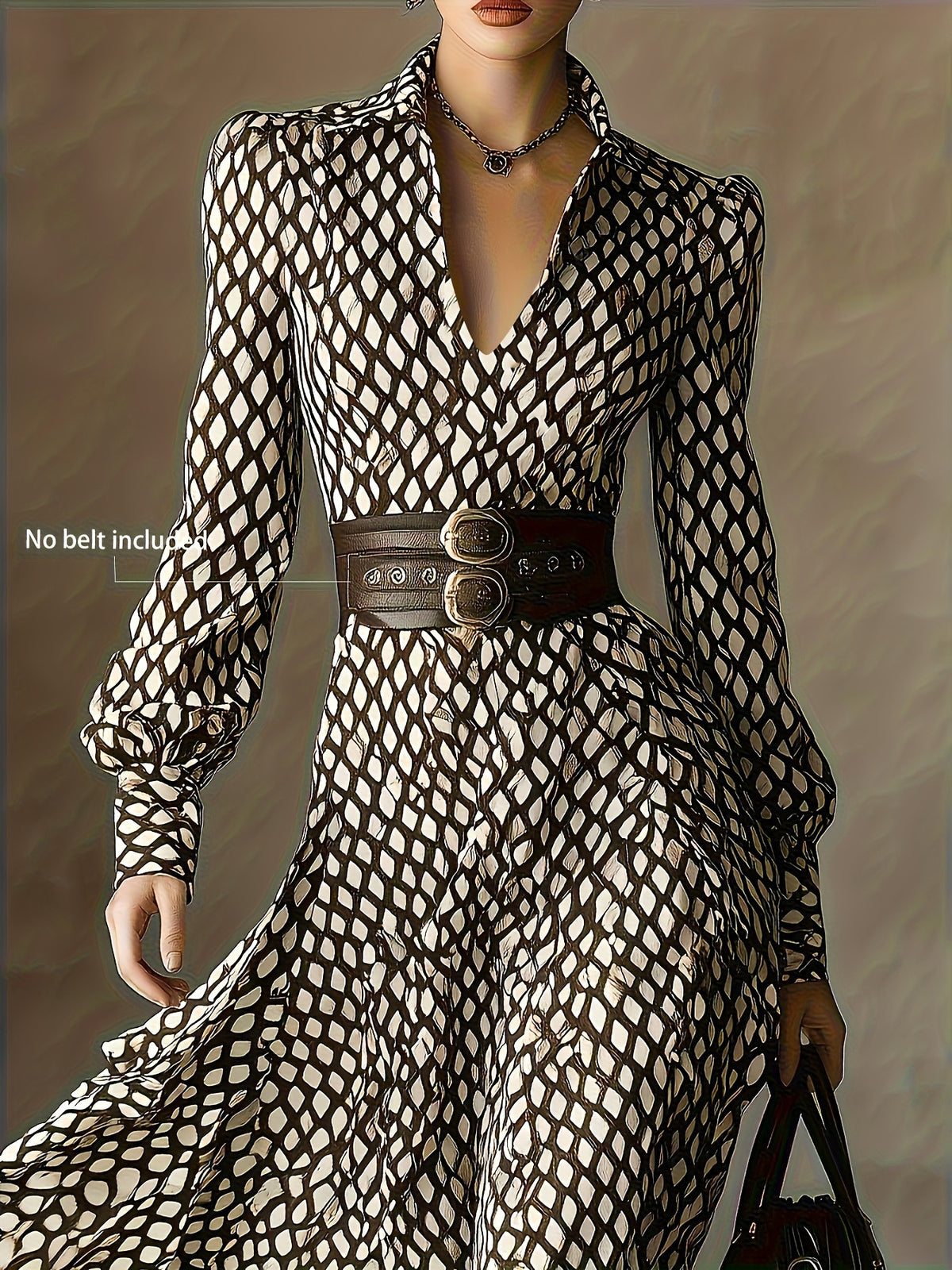 Elegant floral long sleeve ruffled midi dress by Plush Fashion Hub, featuring intricate floral patterns and flowing ruffle details.