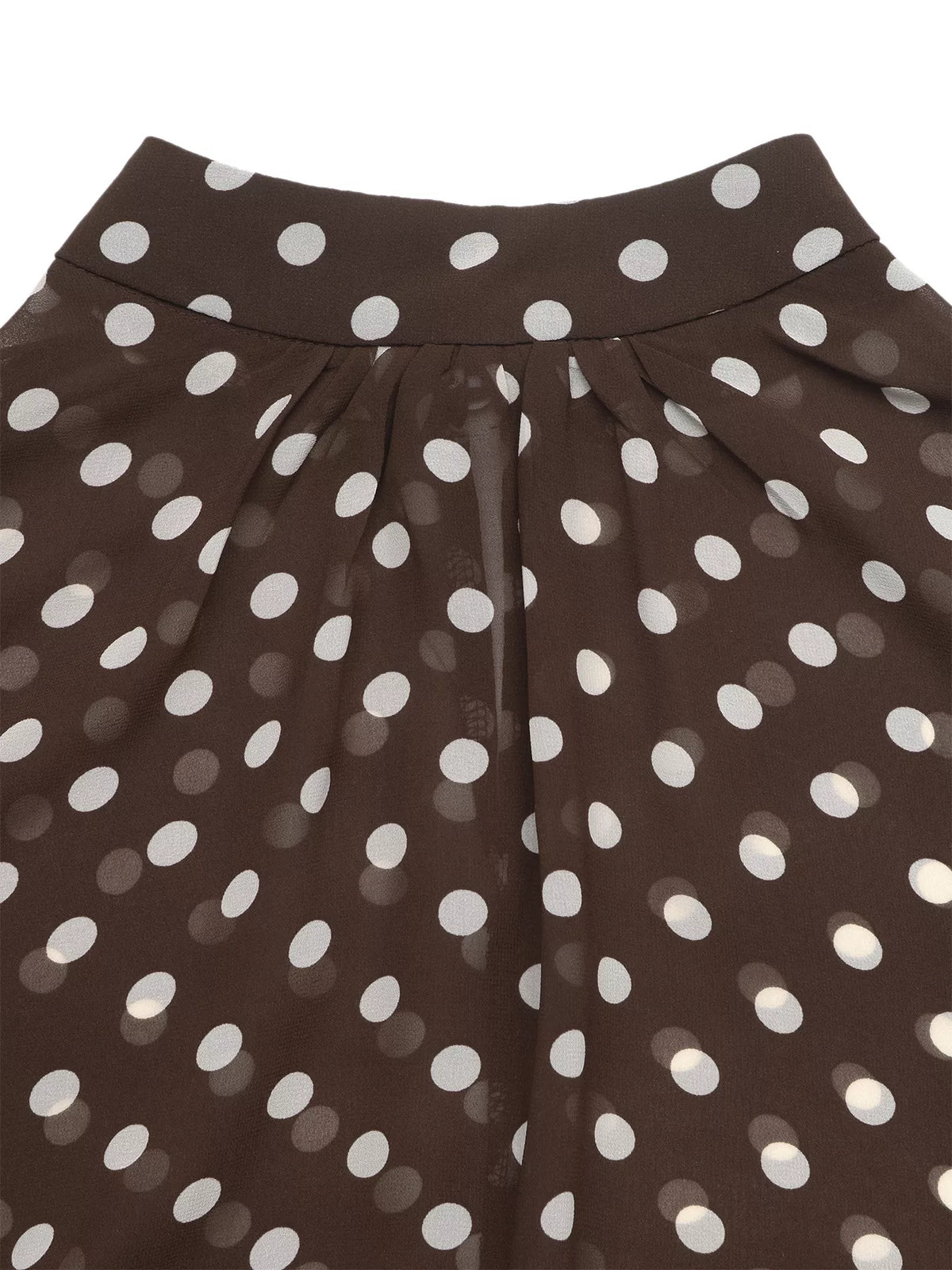 Polka dot mock neck long sleeve blouse by Trendsi, featuring a stylish design with a fitted fit and classic pattern.