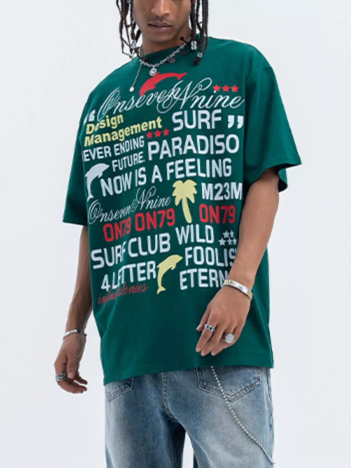 Men's Trendsi short sleeve T-shirt with round neck and letter print design, casual and comfortable for everyday wear.