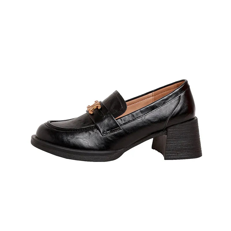 Trendsi round toe block heel loafers in stylish footwear with a sleek design and comfortable block heel.