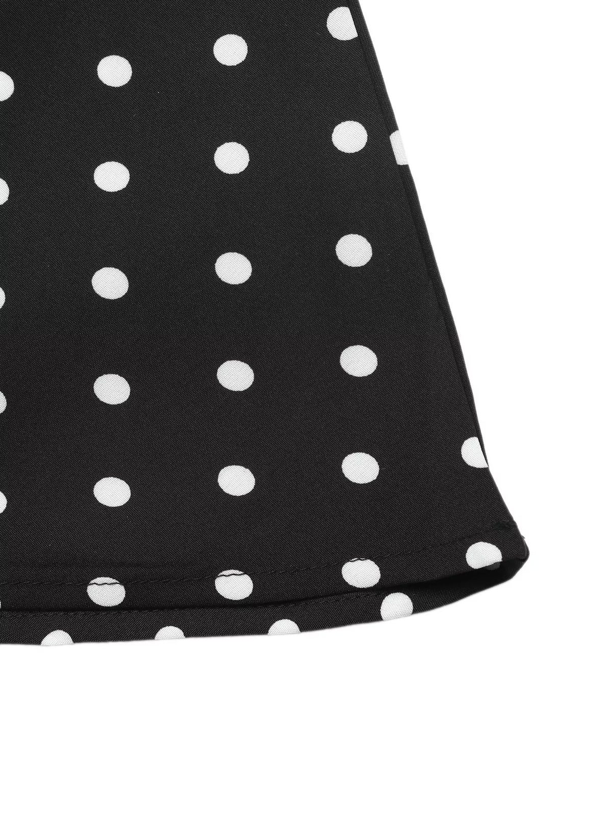 Polka dot Peter Pan collar dress by Plush Fashion Hub, featuring a cute polka dot pattern and a classic collar design.