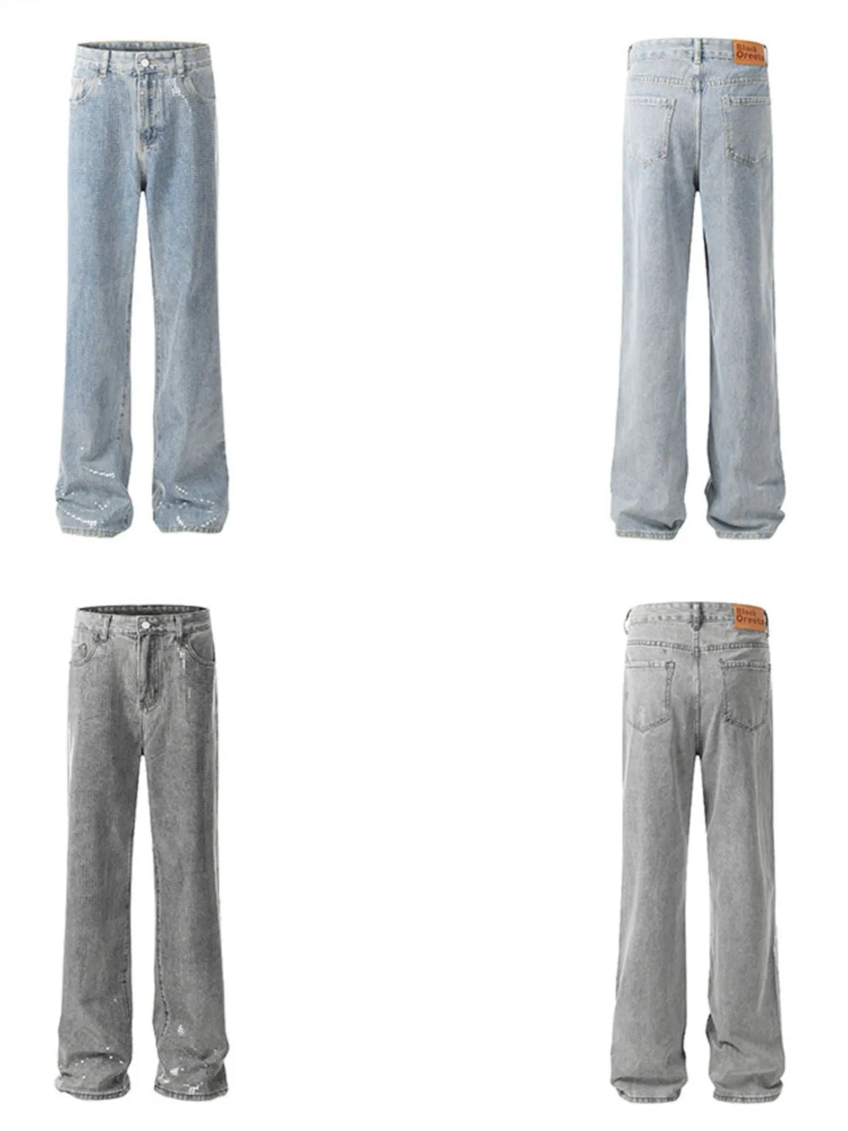 Men's straight-leg denim jeans from Plush Fashion Hub, shown in classic blue with front pockets and belt loops.