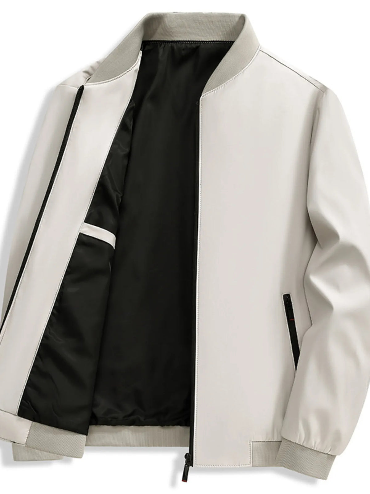 Men's Trendsi zip-up long sleeve jacket with a front zipper, casual fit, and comfortable fabric, suitable for everyday wear.
