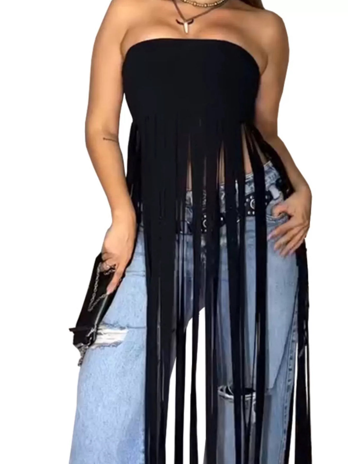 Plush Fashion Hub fringe trim tube ring showing a sleek ring with fringe detailing and smooth metallic finish.