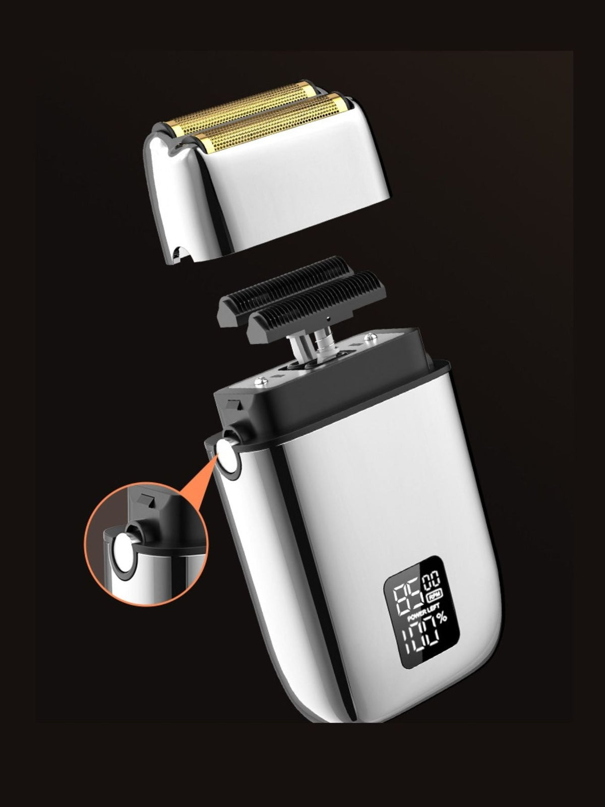 Plush Fashion Hub professional rechargeable electric foil shaver with digital display for smooth, close facial hair removal.